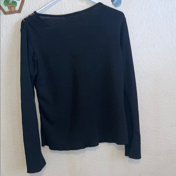 Notations Black Long Sleeve V-Neck Embellished Sweater - Picture 5 of 6